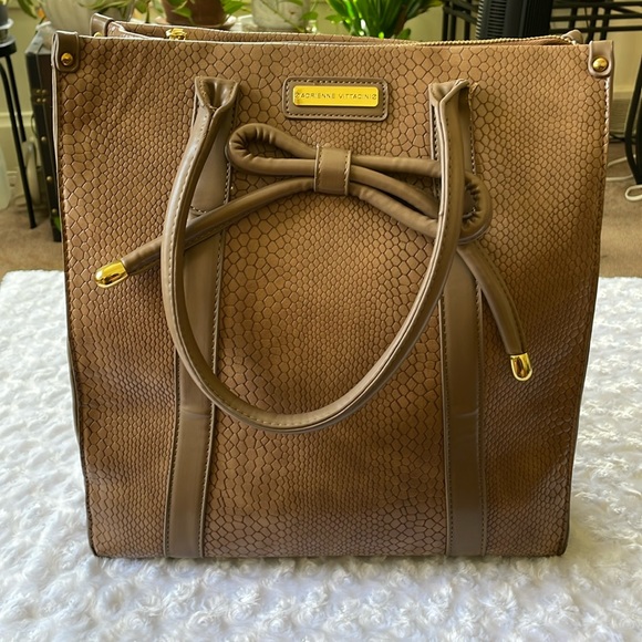 Adrienne Vittadini “The Greenwich Collection” Double Handle Shopper, Taupe - Picture 1 of 15